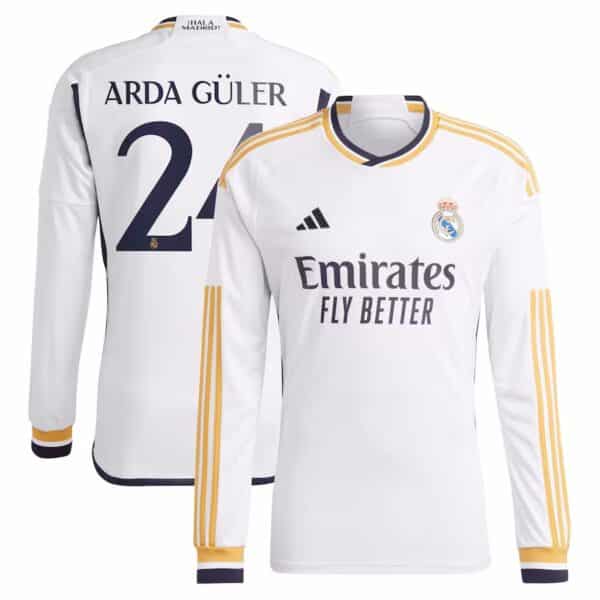 MAILLOT REAL MADRID DOMICILE ARDA GULER MANCHES LONGUES 2023-2024