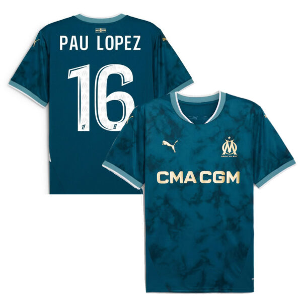 MAILLOT OLYMPIQUE DE MARSEILLE EXTERIEUR PAU LOPEZ SAISON 2024-2025